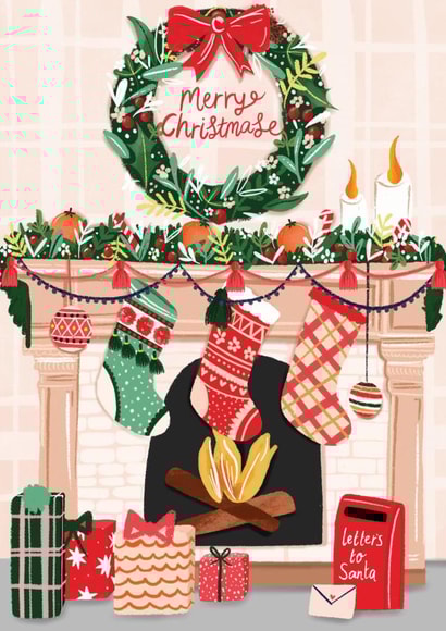 Merry Christmas fireplcase Card created by Simply Katy