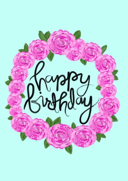 Happy Birthday Pink Floral Wreath created by Jennifer Claire Design