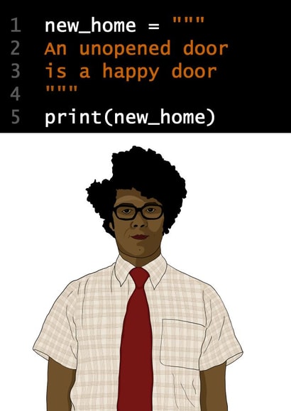Maurice Moss IT Crowd New Home Card created by Miasma