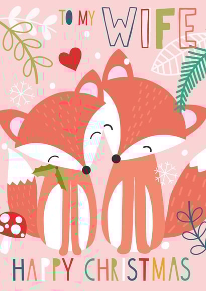 Adorable Fox Christmas Card for a foxy wife. created by Fox and Bird Studio
