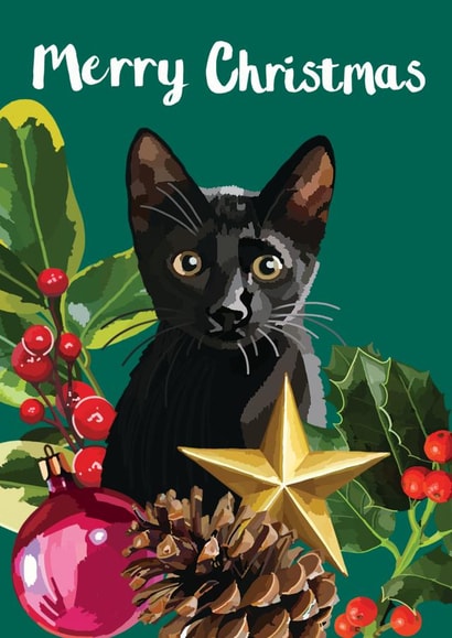 Black Cat Christmas Card created by Sarah Kelleher