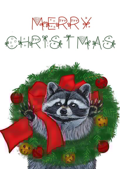 Raccoon Christmas Card created by The Warren Creations
