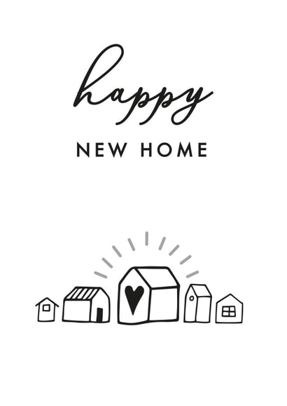 Contemporary Simple New Home Card - Houses - Heart - Happy New Home created by Jodie Gaul & Co