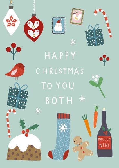 Festive - Happy Christmas To You Both - Couple - Parents - Traditional - Happy Christmas Card created by Sally Payne Design