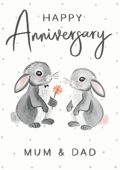 Cute Bunny Rabbit Anniversary Card - Parents - Mum & Dad - Happy Anniversary Mum & Dad created by Making Meadows Ltd