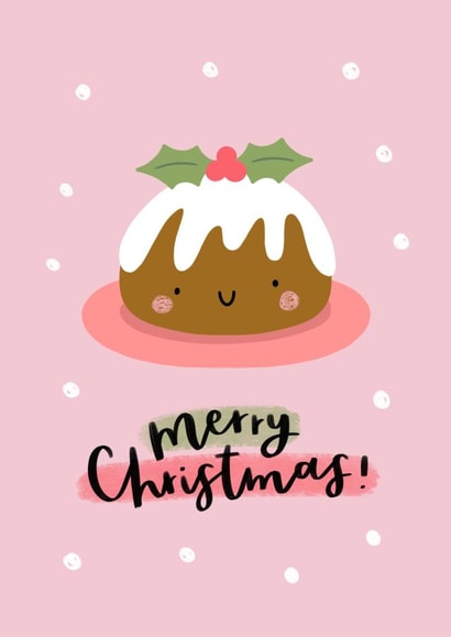 Cute - Christmas Pudding - Snow - Festive - Cake - Merry Christmas Card created by Nicole Julia
