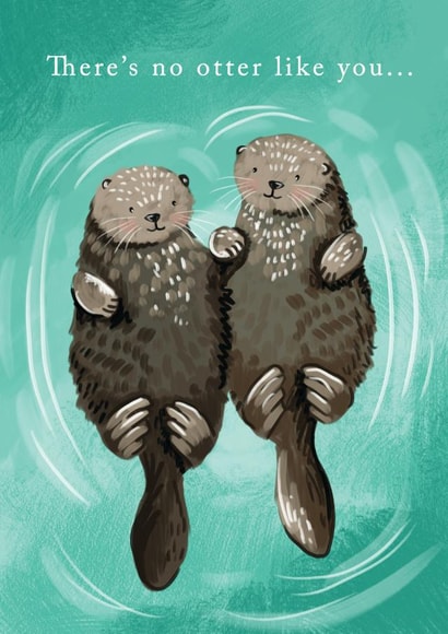 Cute otters holding hands Anniversary Card created by Making Meadows Ltd