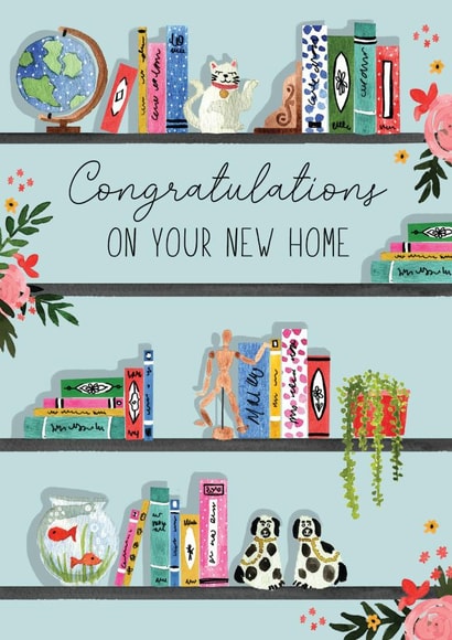 Classic New Home Card - Book Shelf - Congratulations On Your New Home created by Making Meadows Ltd
