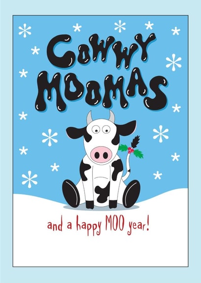 Christmas cow greetings created by Wicked Poppy Designs