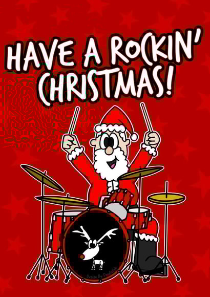 Have A Rockin' Christmas, Santa Playing Drums created by Doodle Rob