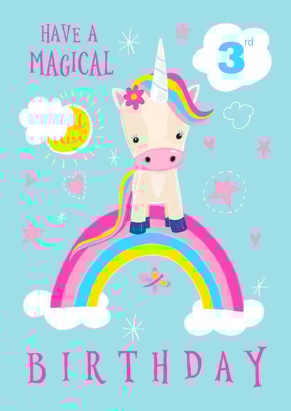 3rd Birthday Magical Unicorn Rainbow created by Dale Simpson