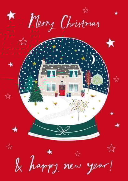 Snow Globe - Christmas House Scene - Festive - Traditional - Pretty - Merry Christmas and Happy New Year - Happy New Year Card created by Jessica Hogarth