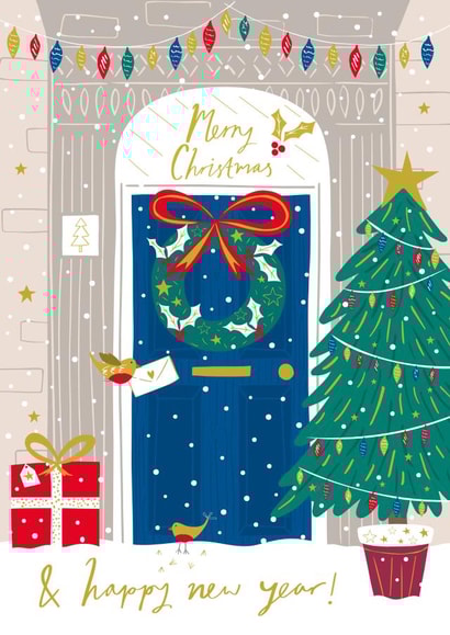 Traditional Christmas Card - Front Door - Wreath created by Jessica Hogarth