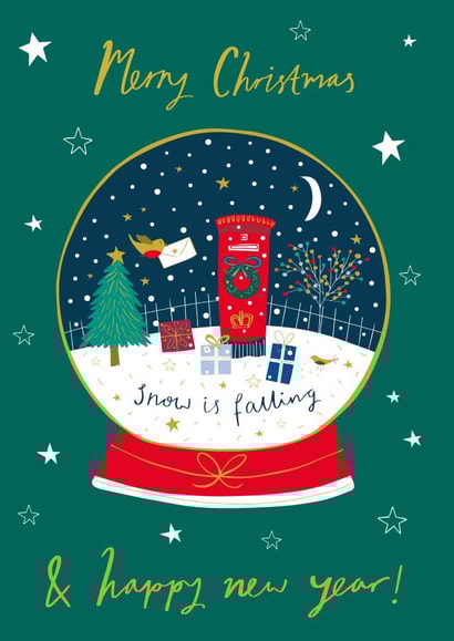 Traditional Christmas Card - Snow Globe - Snow Is Falling created by Jessica Hogarth