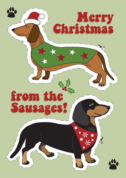 Cute Sausage dogs Christmas card created by Wicked Poppy Designs