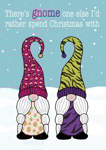 Two gnome girls couple Christmas card created by Gellie Design