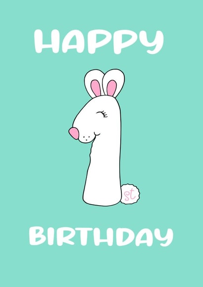 Cute bunny first birthday card created by Wild Housecat Designs