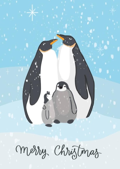 Cute penguin family Christmas card created by Sarah Stephenson