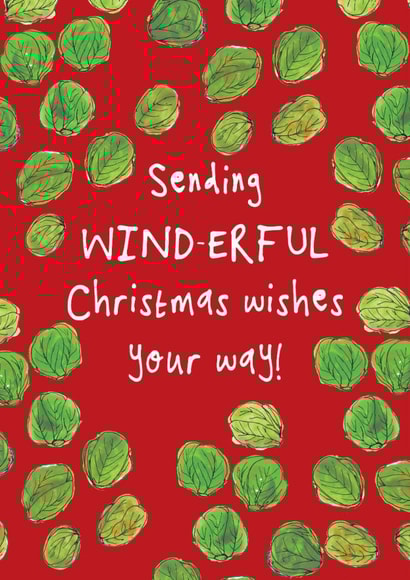 Funny Brussel Sprout fart Christmas card created by Bow & Bell