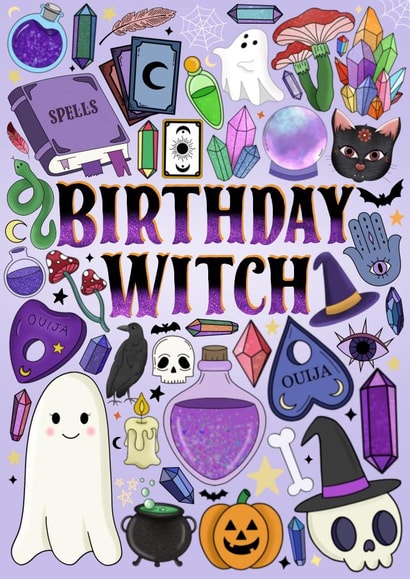 Birthday witch card created by Scrambled Meg Designs
