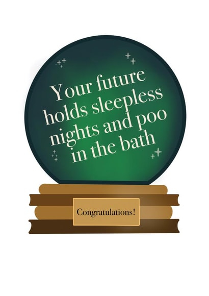 Crystal Ball Funny New Baby Card created by The Sweary Card Co