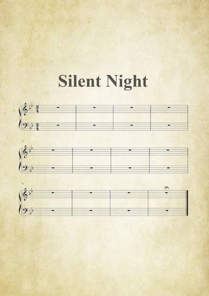 Traditional - Music - Music Sheet - Funny - Joke - Silent Night - Christmas Carol - Hymn Sheet - Christmas Card created by Pottsy Prints