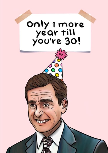 Michael Scott ‘The office’ almost 30 birthday card created by Swish & Scribble