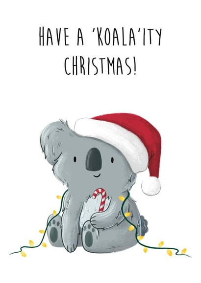'Koala'ity Christmas Card created by Sophie Kent Illustration