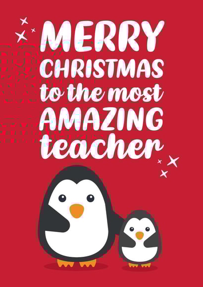 Happy Christmas Teacher Cute Penguin Card created by Tiger Feet Creations