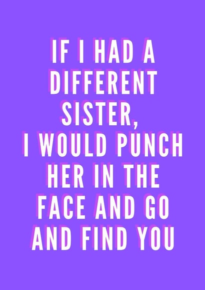 Sister birthday punch face created by Lucille Jackson