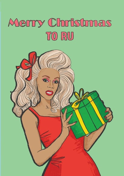 Merry Christmas to Ru Rupaul Christmas card created by Chloe illustrates