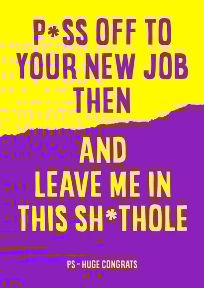 Rude New Job Message created by Liverpool Card Studio