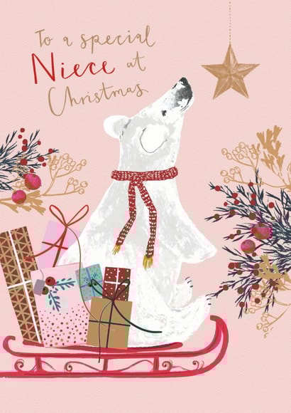 Cute Niece Polar Bear Christmas card created by Louise Tiler