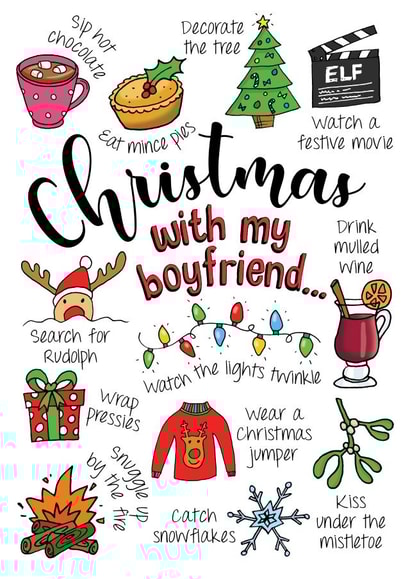 Boyfriend Christmas Bucket List card created by Eskimo Kiss Designs