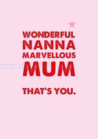 Wonderful Nanna Marvellous Mum Card created by Rulu