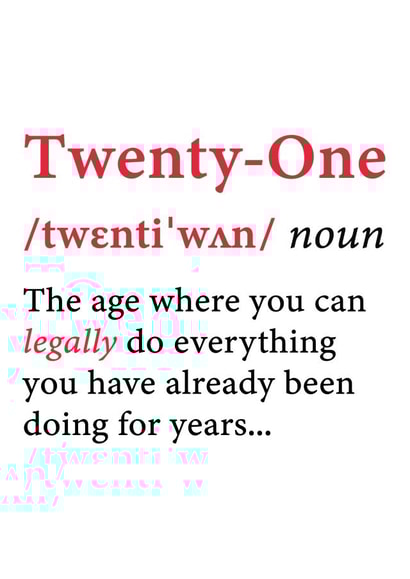 Twenty One Birthday Card Definition created by @RoseDesignCards