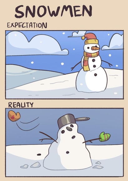 Expectation vs Reality Snowman card created by Abigail Taras