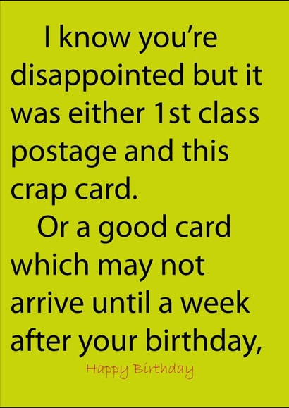 The Late Post Birthday Card created by ColourBlind Cards