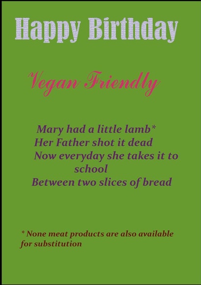 The Vegan Birthday Card created by ColourBlind Cards