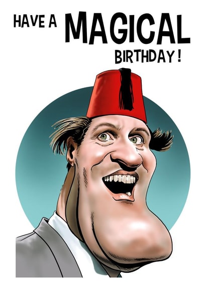 Tommy Cooper happy birthday card created by Richard Farrell