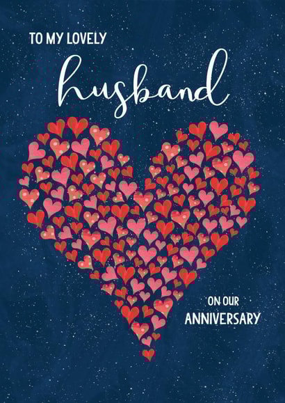 Cute Love Hearts Anniversary Card - For Husband - To My Lovely Husband On Our Anniversary created by The Boy and the Bear