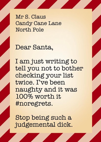 Funny letter to Santa Christmas card created by The Girl Next Draw Cards