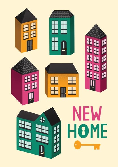 Classic and Pretty New Home Card – Fun Colourful Houses Pattern created by Chloe  Tyler