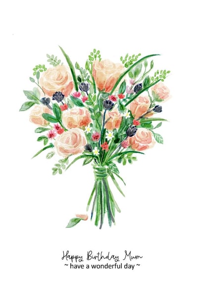 Pink Roses Bouquet  created by Pink Pen Studio