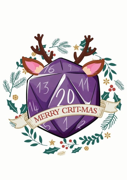 Dungeons and Dragons Merry Crit-Mas Deer Christmas Card created by Fox & Vixen Designs