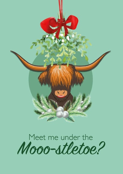 Highland Cow mistletoe Christmas Card created by Crazed Creative