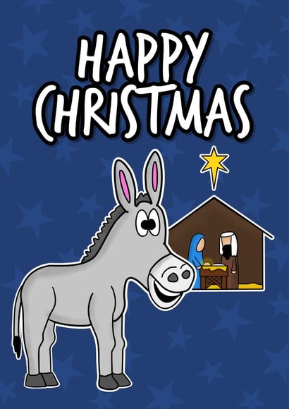 Christmas Donkey Cute Nativity Card created by Doodle Rob