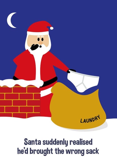 Wrong sack Santa Christmas card 1000 created by Nifty Cards