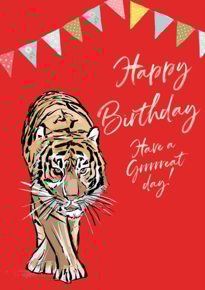 Tiger Happy Birthday Greeting Card created by Natalie Ryan