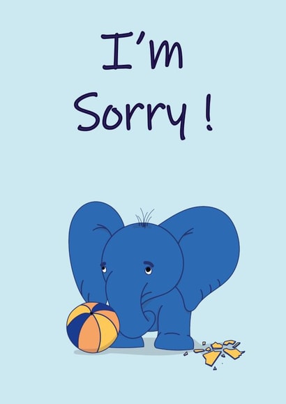 Cute Apologize Card With Little Ashamed Elephant  created by Doreen Becker